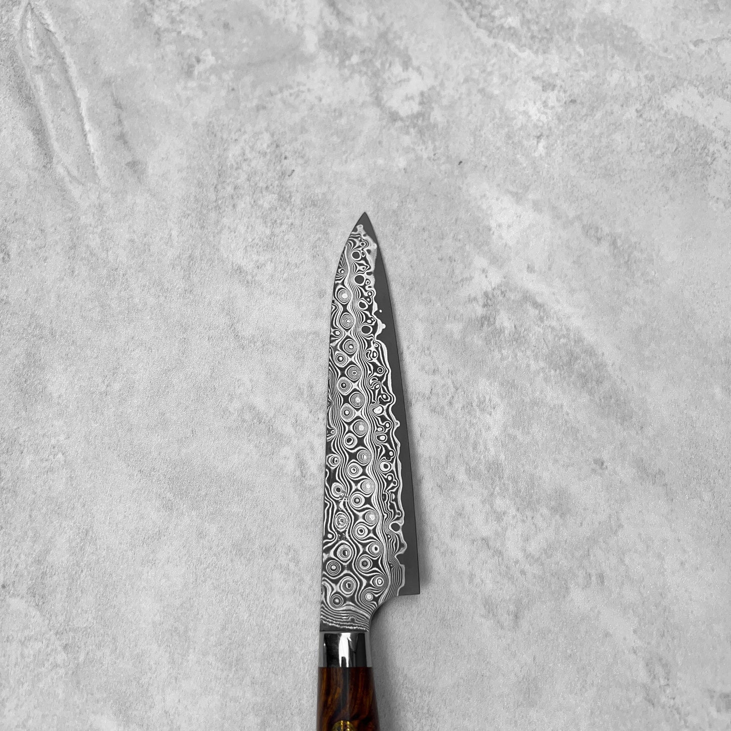 Nigara Hamono Anmon "Raindrop Damascus" SG2 Ironwood Western Petty 150mm