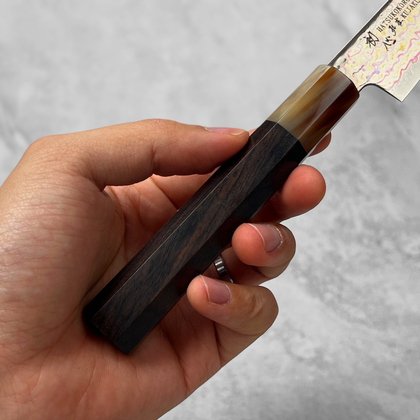Hatsukokoro Kujaku V-Toku2 Rainbow Damascus Petty 150mm