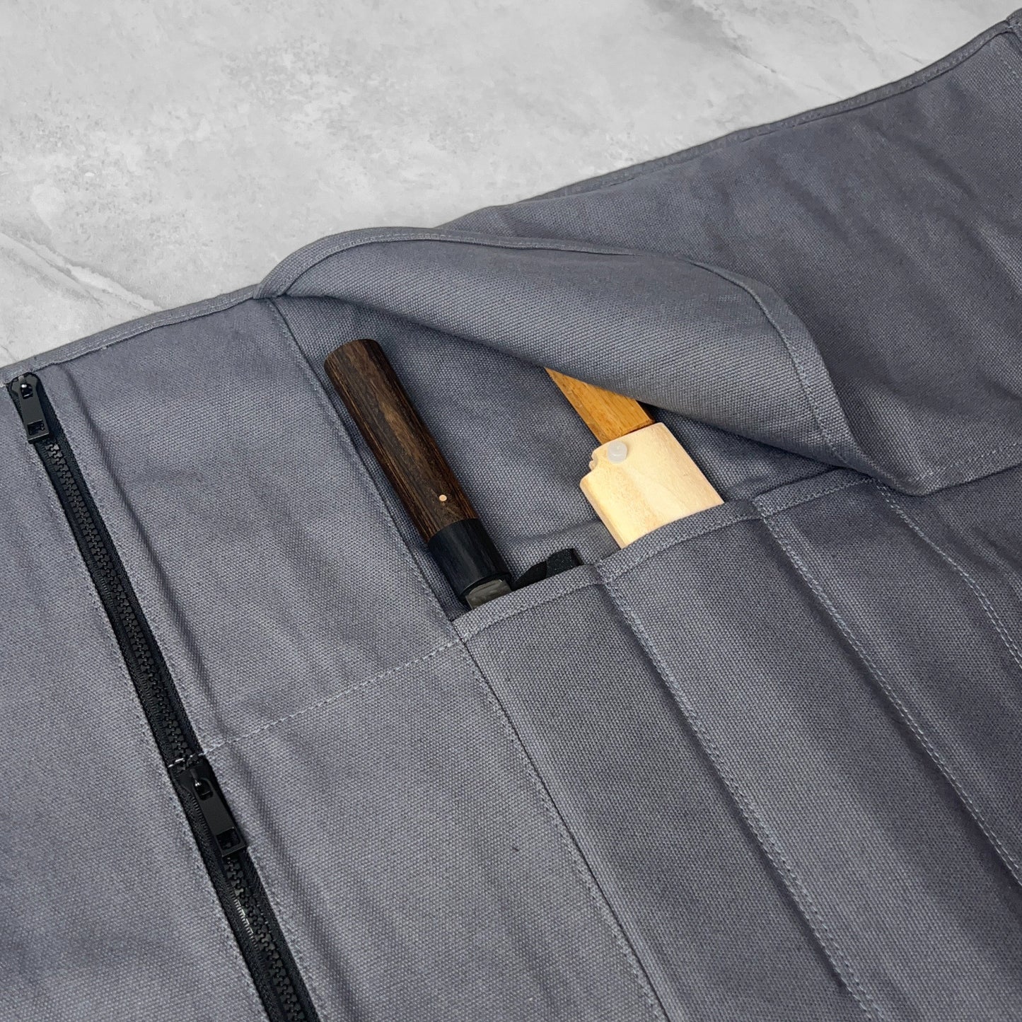Semiblack 7 Pocket Knife Roll - Slate Grey