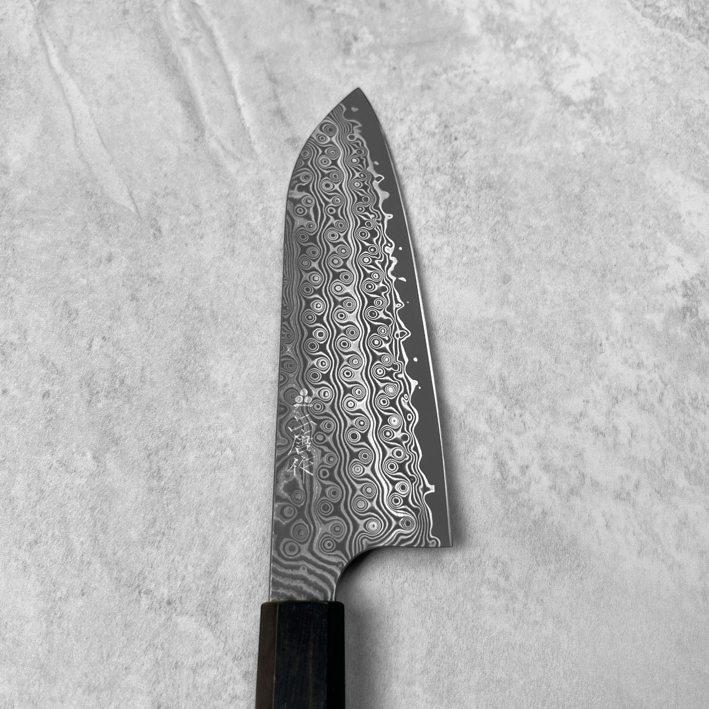 Nigara Hamono Anmon "Raindrop Damascus" SG2 Santoku 180mm