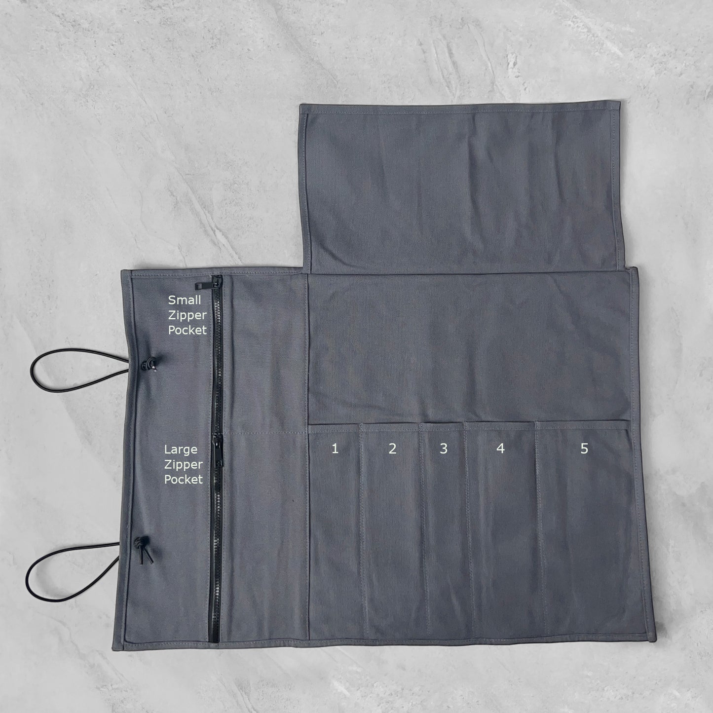 Semiblack 7 Pocket Knife Roll - Slate Grey