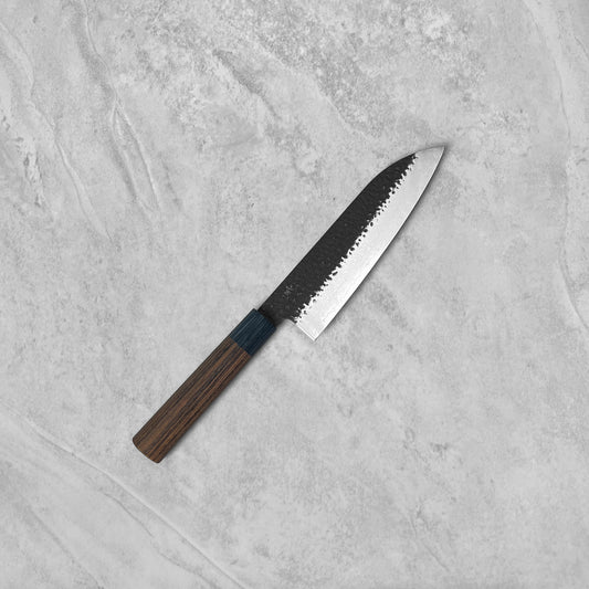 Shizu Hamono Gen VG10 Kurouchi Damascus Santoku