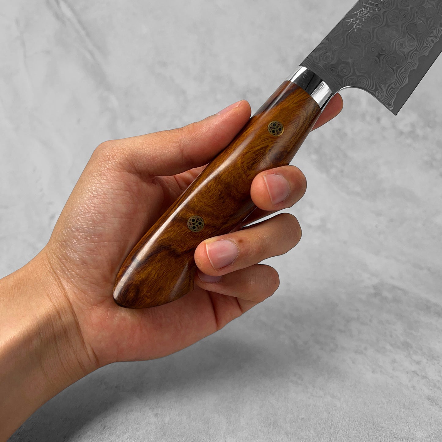 Nigara Hamono Anmon "Raindrop Damascus" SG2 Ironwood Western Gyuto 210mm