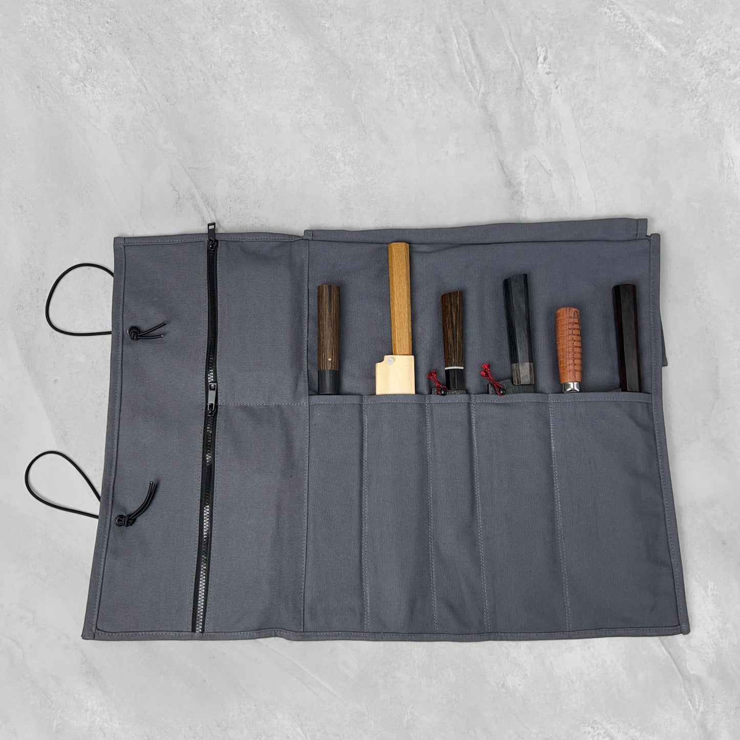 Semiblack 7 Pocket Knife Roll - Slate Grey