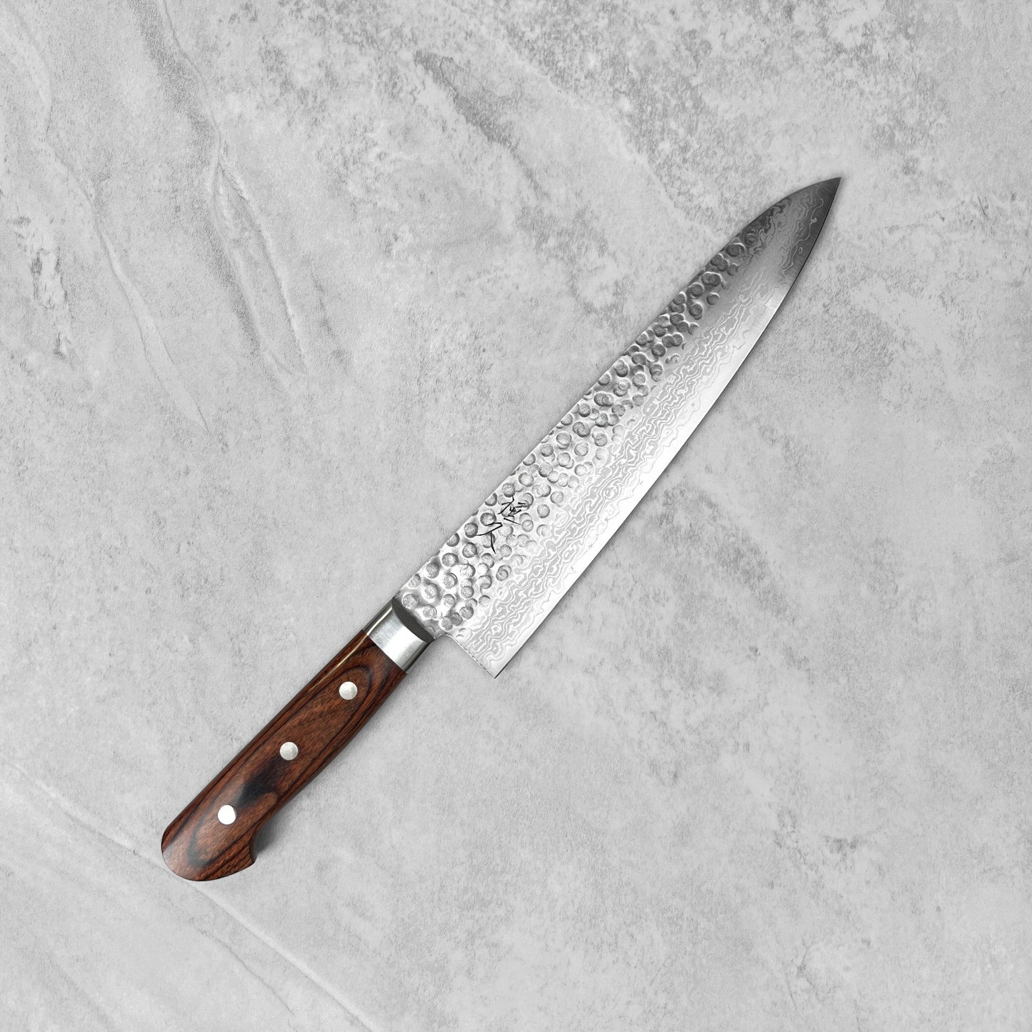 Tsunehisa VG10 Tsuchime Damascus Brown Western Gyuto