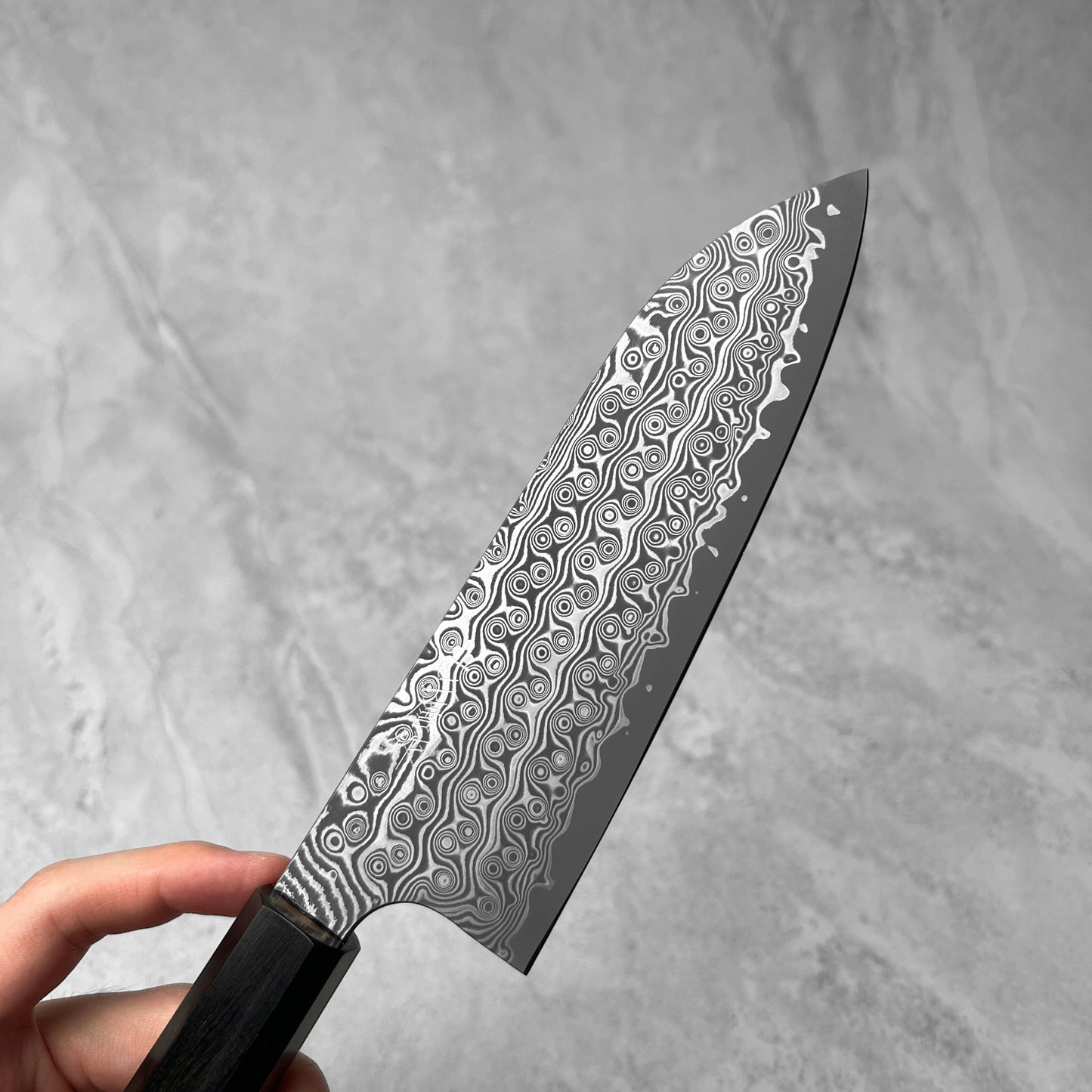 Nigara Hamono Anmon "Raindrop Damascus" SG2 Santoku 180mm