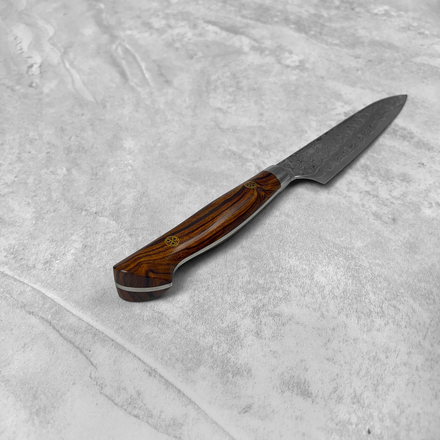 Nigara Hamono Anmon "Raindrop Damascus" SG2 Ironwood Western Petty 150mm