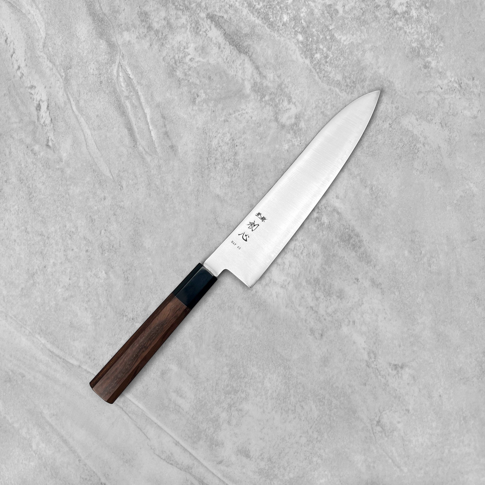 Hatsukokoro Hayabusa HAP40 Migaki Gyuto 210mm – Semiblack