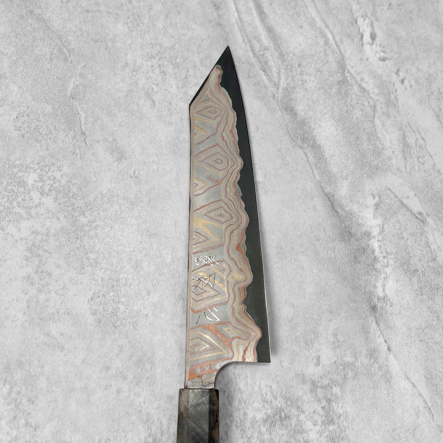 Hatsukokoro Irodori Blue #2 Kurozome Rainbow Damascus Kiritsuke Gyuto 240mm