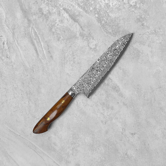 Nigara Hamono Anmon "Raindrop Damascus" SG2 Ironwood Western Gyuto 210mm