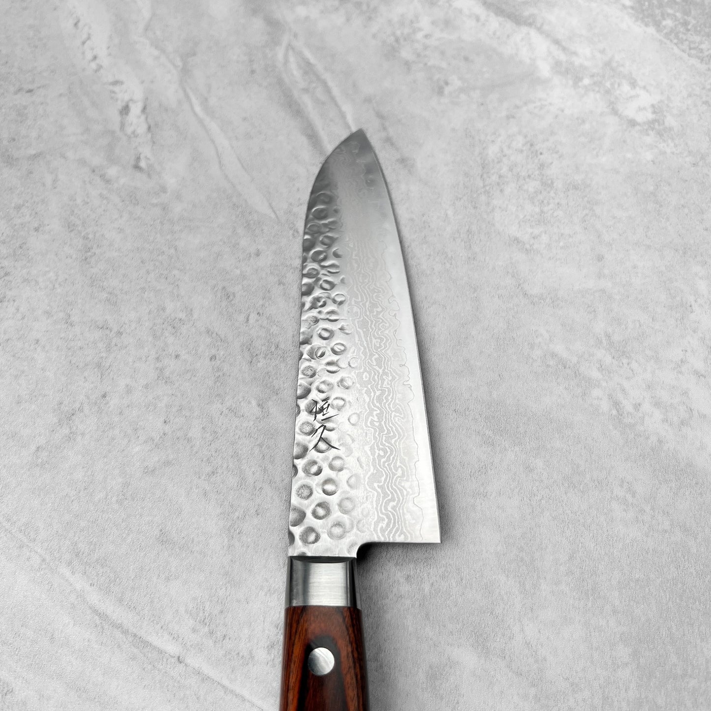 Tsunehisa VG10 Tsuchime Damascus Brown Western Santoku 180mm