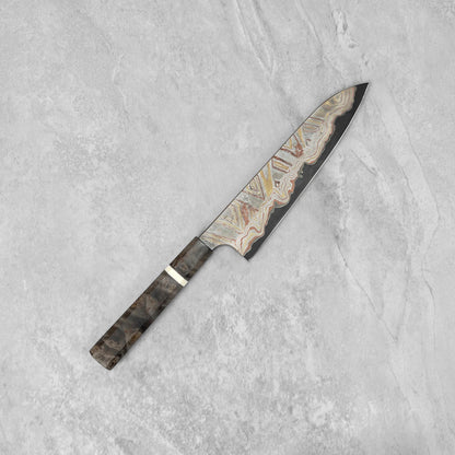 Hatsukokoro Irodori Blue #2 Kurozome Rainbow Damascus Gyuto