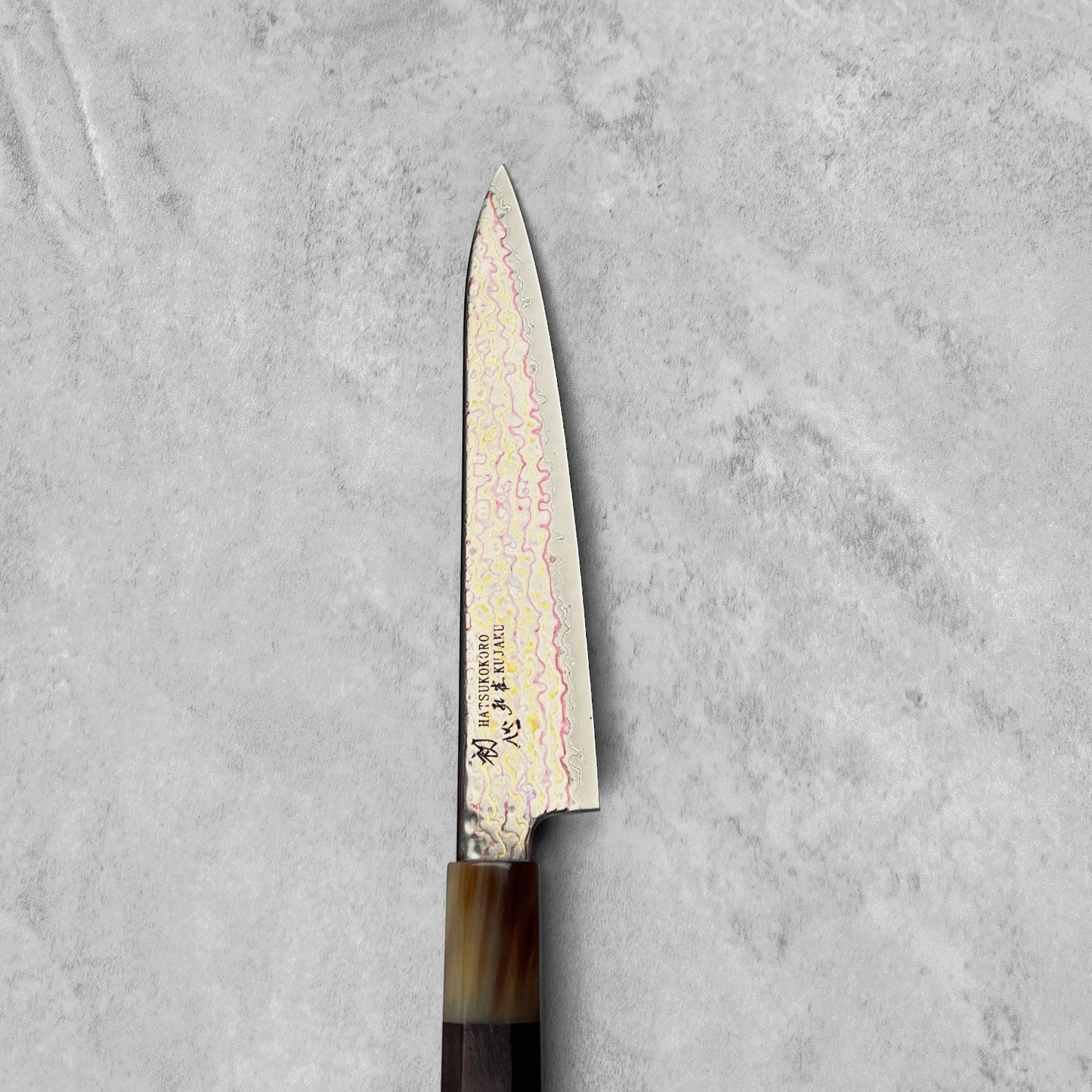 Hatsukokoro Kujaku V-Toku2 Rainbow Damascus Petty 150mm