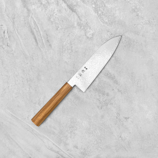 Hatsukokoro Ryuhyo SG2 Damascus Santoku 180mm