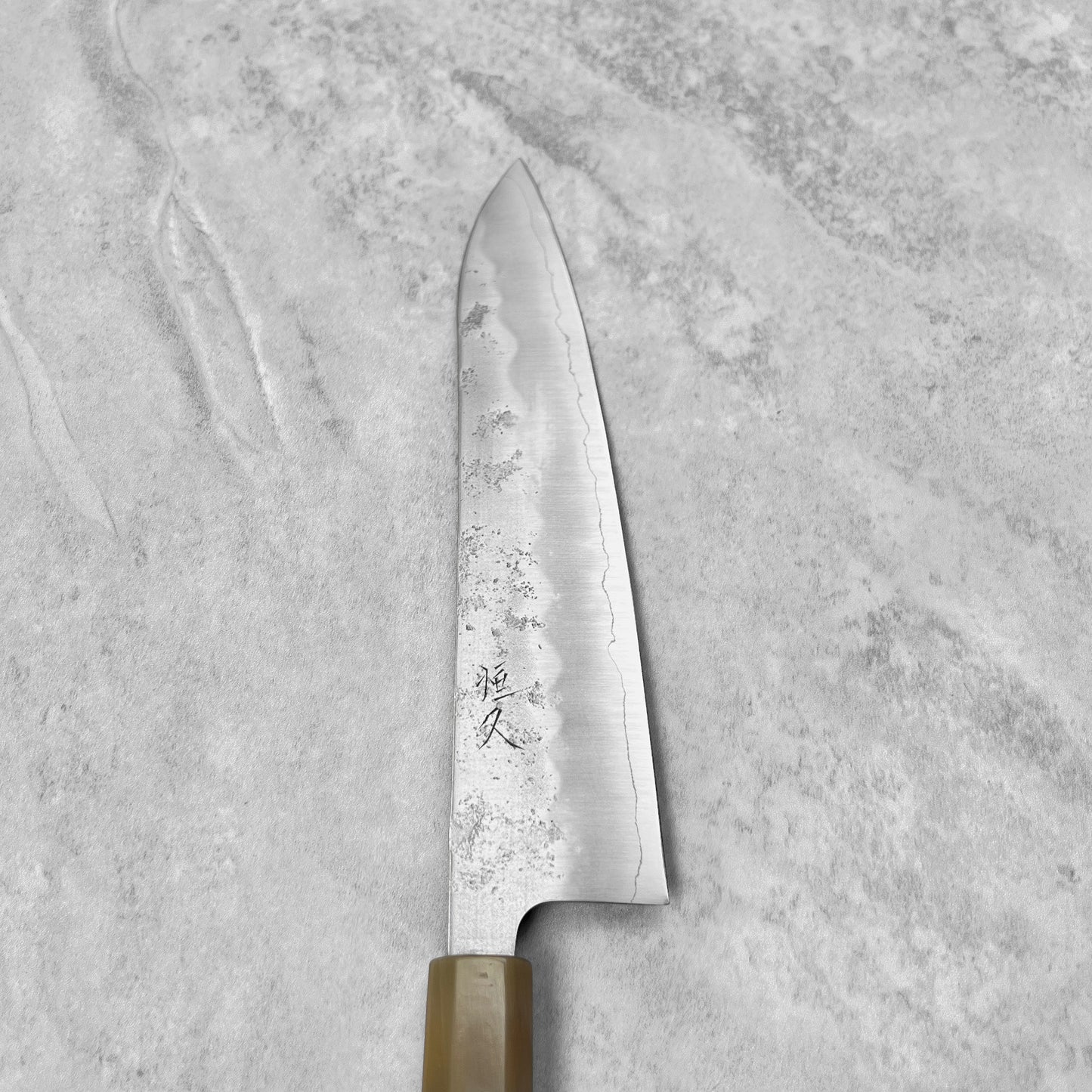 Tsunehisa Ginsan Nashiji Gyuto 210mm (Ebony & Buffalo Horn Handle)