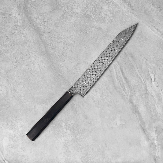 Nigara Hamono Anmon "Raindrop Damascus" SG2 Kiritsuke Sujihiki 255mm