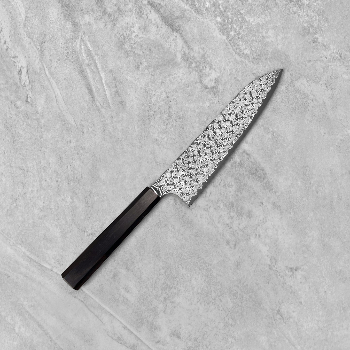 Nigara Hamono Anmon "Raindrop Damascus" SG2 Gyuto