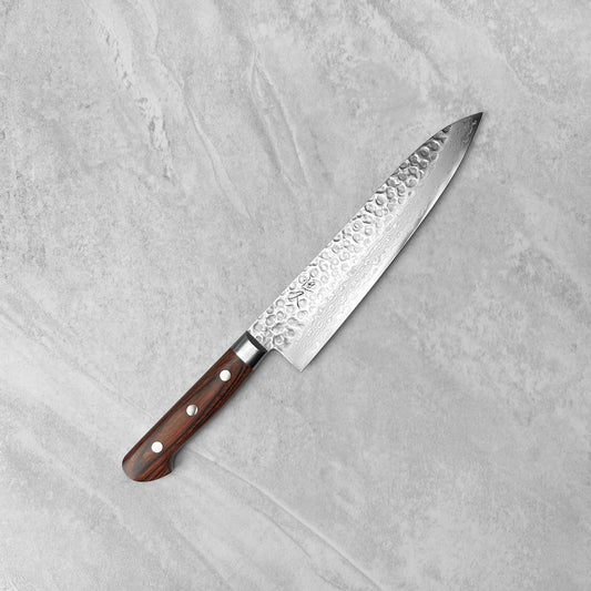 Tsunehisa VG10 Tsuchime Damascus Brown Western Gyuto