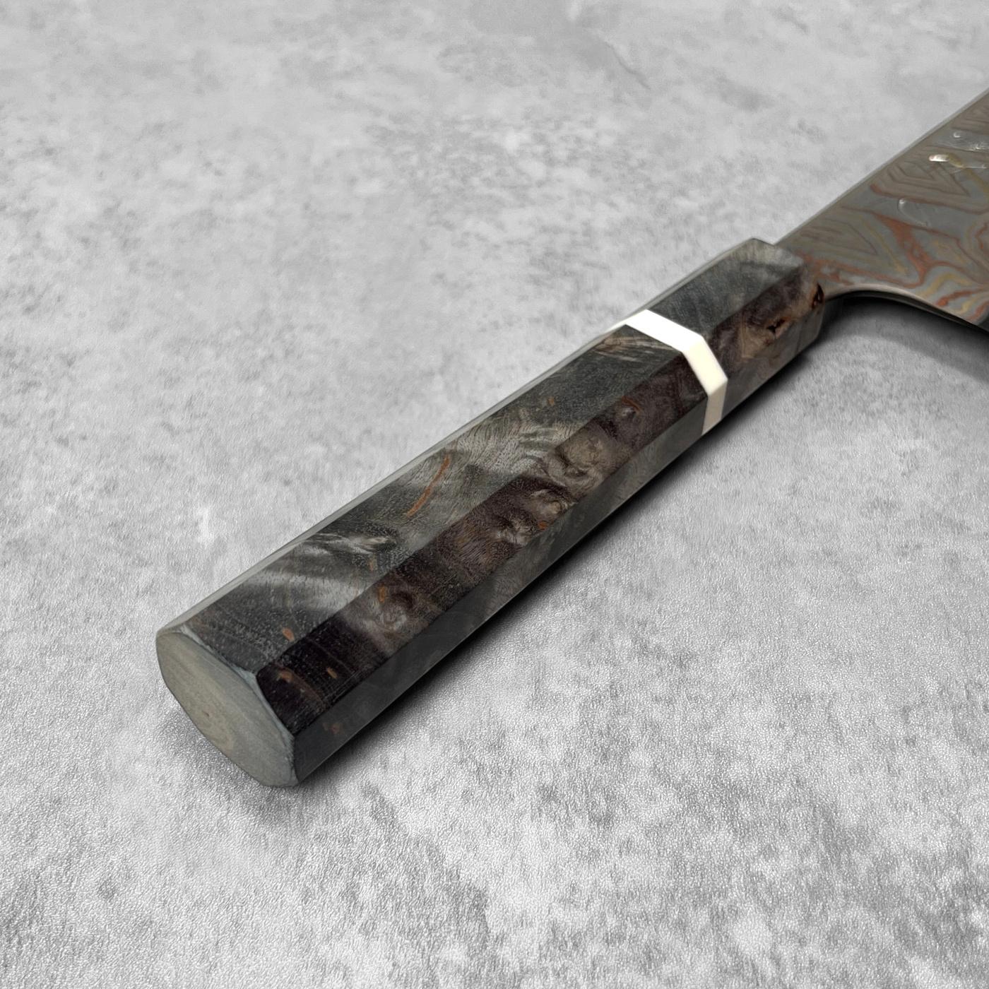 Hatsukokoro Irodori Blue #2 Kurozome Rainbow Damascus Kiritsuke Gyuto 240mm