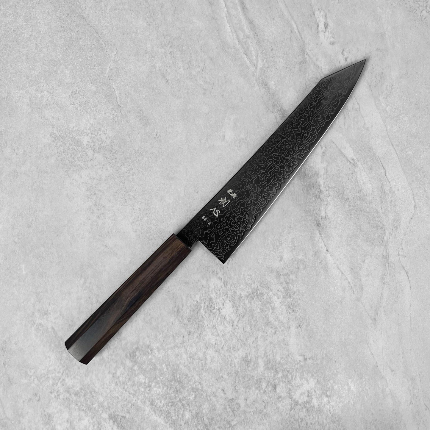 Hatsukokoro Ryuhyo Black SG2 Damascus Kiritsuke Gyuto