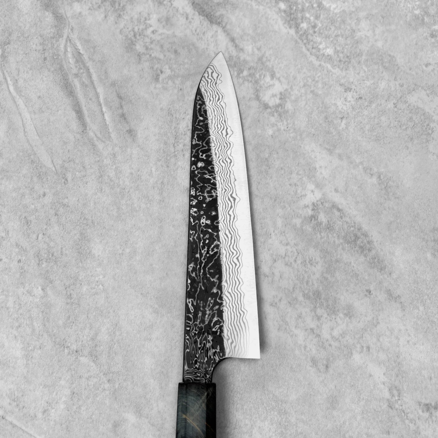 Hatsukokoro Yorokobi SLD Kurouchi Blast Damascus Gyuto 240mm