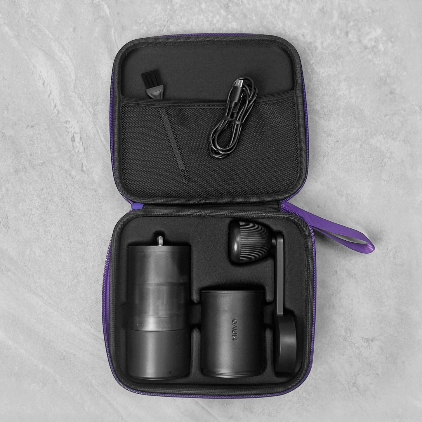 MAVO Aurora Electric Coffee Grinder (incl. Handle + Carrying Case)