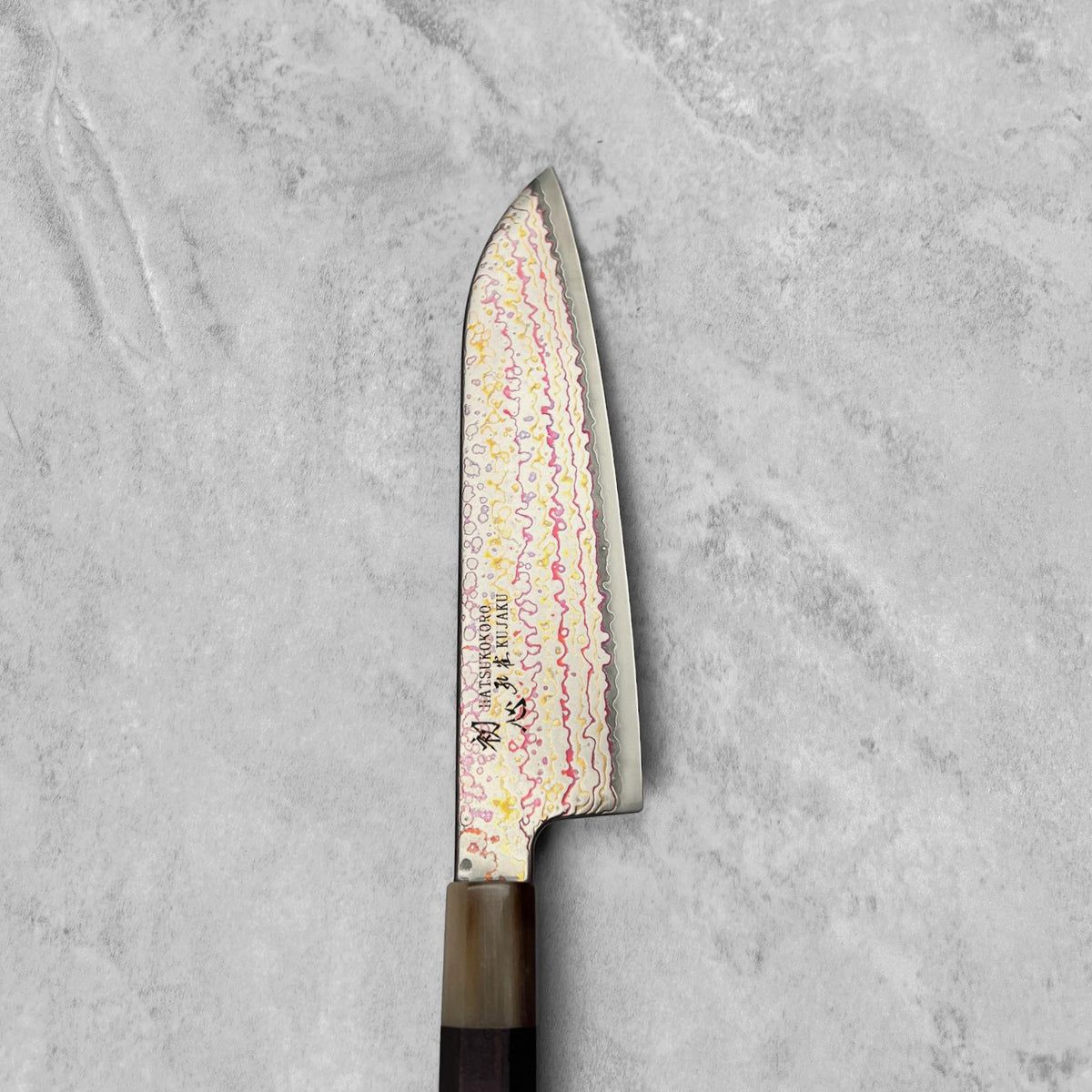 Hatsukokoro Kujaku V-Toku2 Rainbow Damascus Santoku 180mm