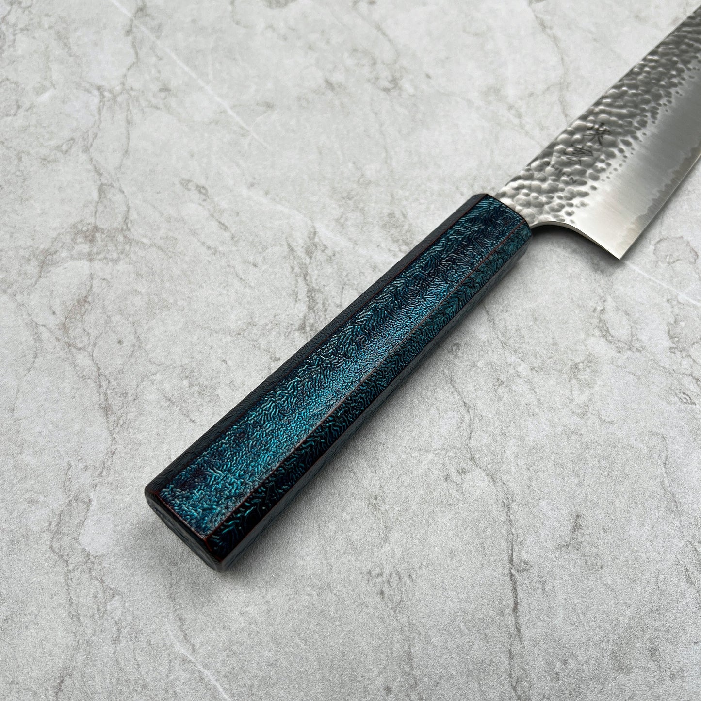 Seki Kanetsugu Shiun VG10 Cerulean Blue Santoku 170mm