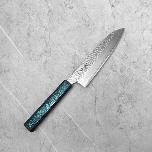 Seki Kanetsugu Shiun VG10 Cerulean Blue Santoku 170mm