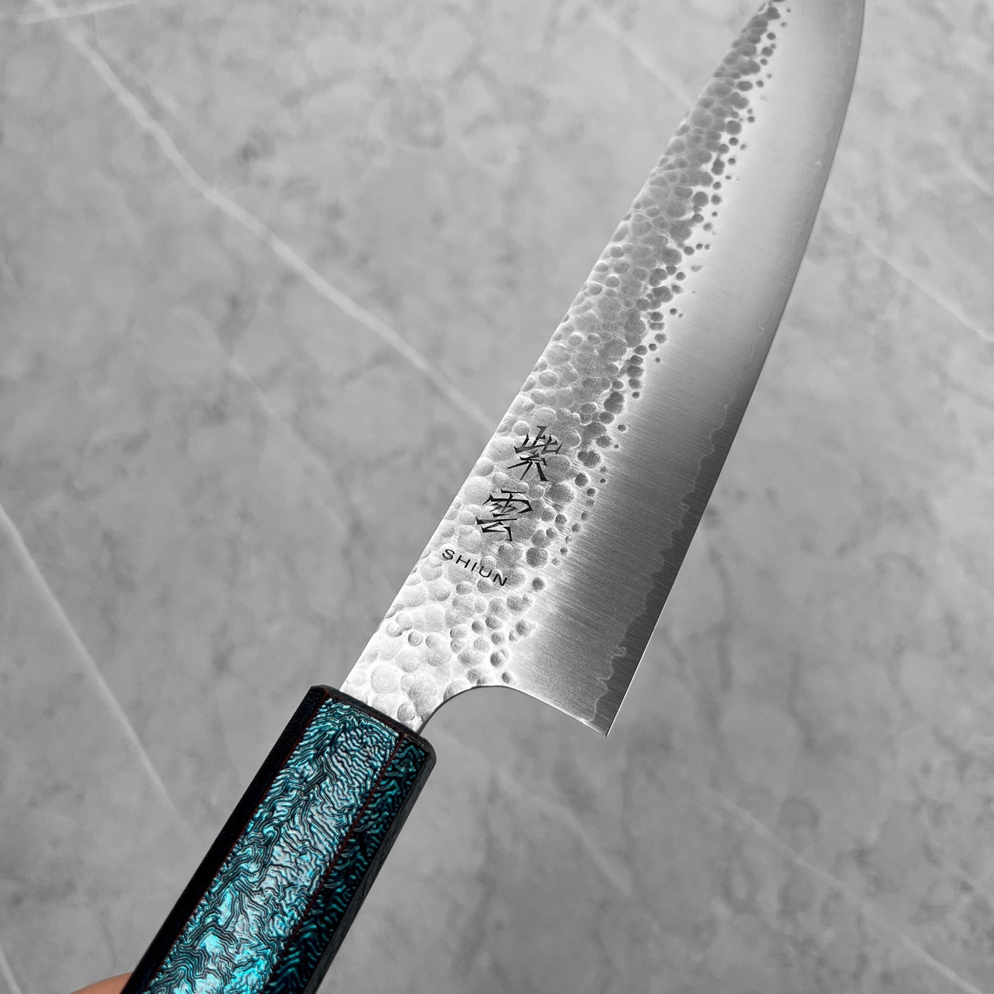 Seki Kanetsugu Shiun VG10 Cerulean Blue Santoku 170mm